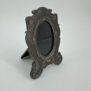 Vintage Ornate Cast Metal Mini Oval Frame - Tabletop Decorative